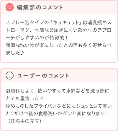 優秀賞商品の編集部・ユーザーコメント