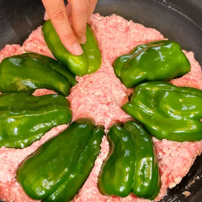 ワンパンで楽ちん!豆腐入りヘルシーピーマンの肉詰め