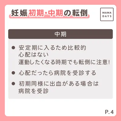 妊娠初期・中期の転倒　中期