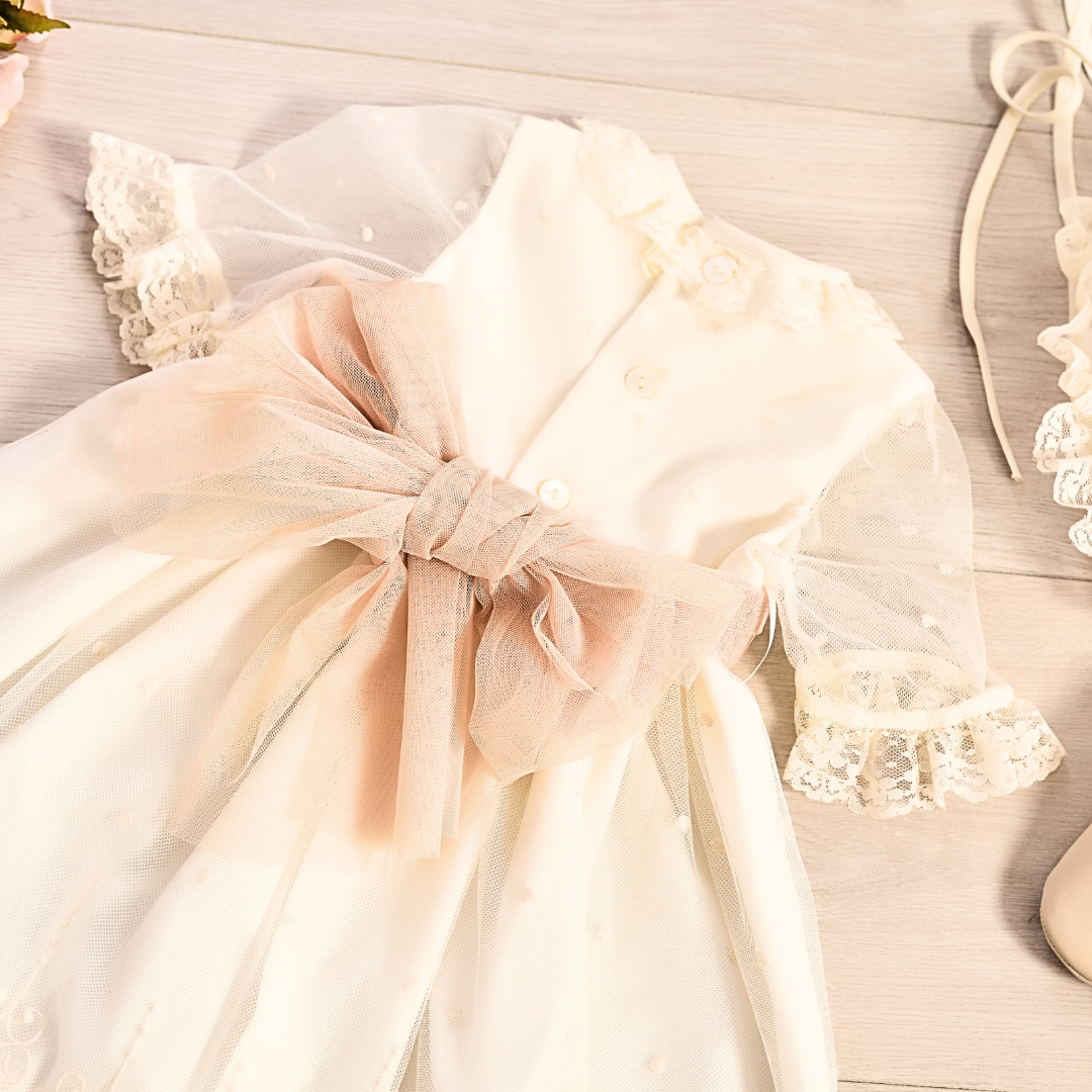 コフク cofucuカシミヤ シルク ベビードレス ボンネット付き 日本製