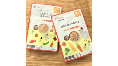 お店で提供されていた7か月からのパウチ離乳食。2種類から選べました