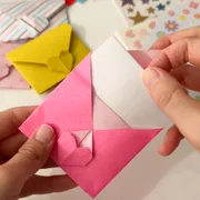 折り紙1枚で ハート付き封筒