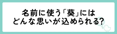名前に使う「葵」にはどんな思いが込められる？

