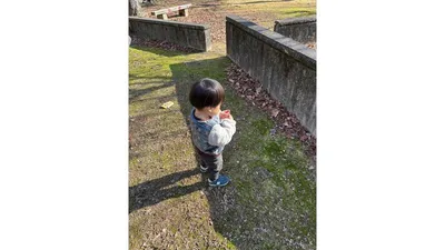 落ち葉の上を歩いて感触や音を楽しんだり、どんぐりを探したり。宝探し感覚で楽しめます