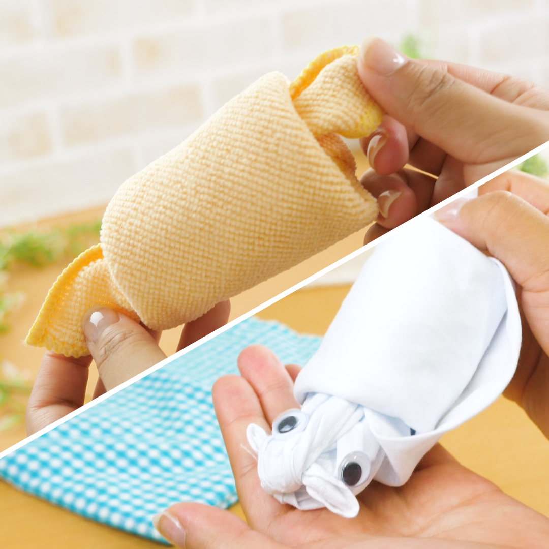 ハンカチ1枚でつくって遊べる！キャンディー&ねずみの作り方 | トモニテ