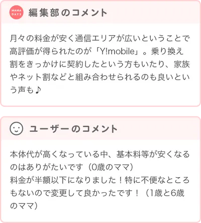 最優秀賞商品の編集部・ユーザーコメント